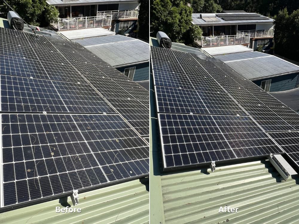 Solar cleaning before and after